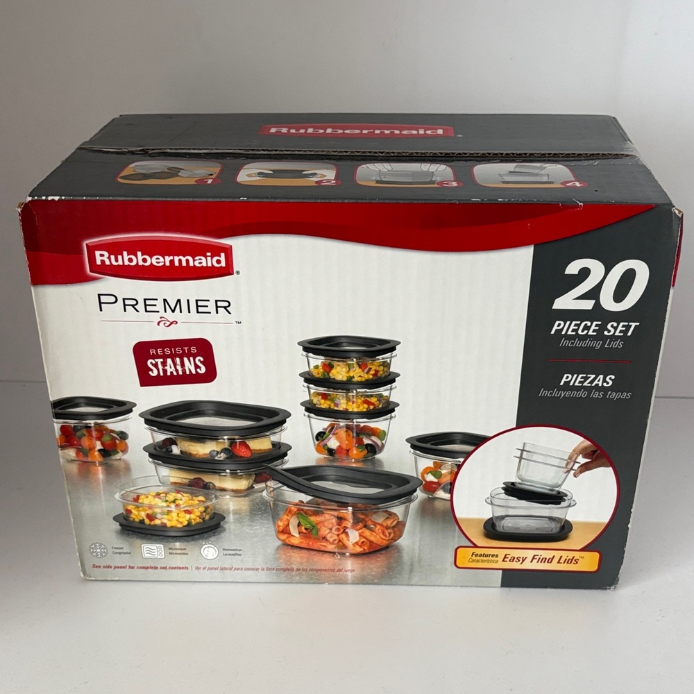 Rubbermaid Premier 20-Piece Lids Food Storage Containers BPA Free Crystal Clear